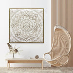 100X100cm Earthy Emanation Dark Wood Framed Canvas Wall Art - Home & Garden > Wall Art