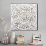 100X100cm Earthy Emanation Dark Wood Framed Canvas Wall Art - Home & Garden > Wall Art
