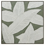 100X100cm Emerald Oasis: Leaves of Serenity Champagne Framed Hand Painted Canvas Wall Art - Home & Garden > Wall Art