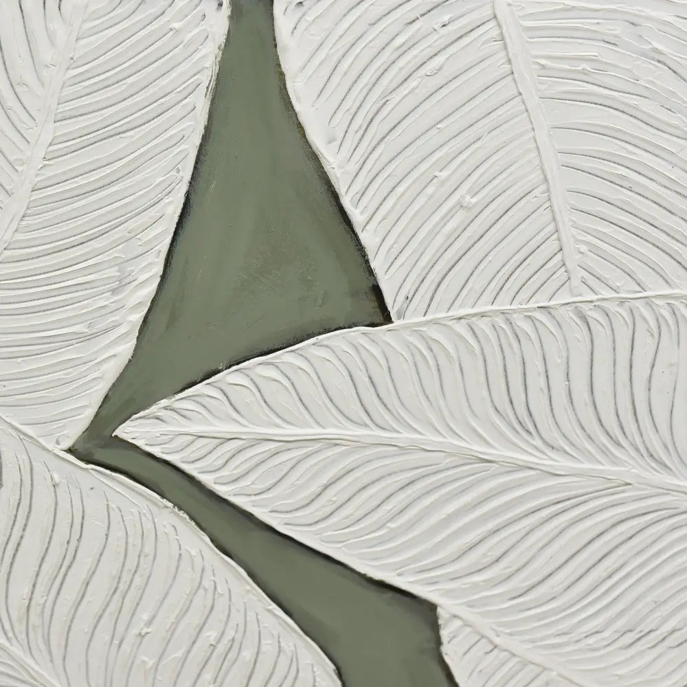 100X100cm Emerald Oasis: Leaves of Serenity Champagne Framed Hand Painted Canvas Wall Art - Home & Garden > Wall Art