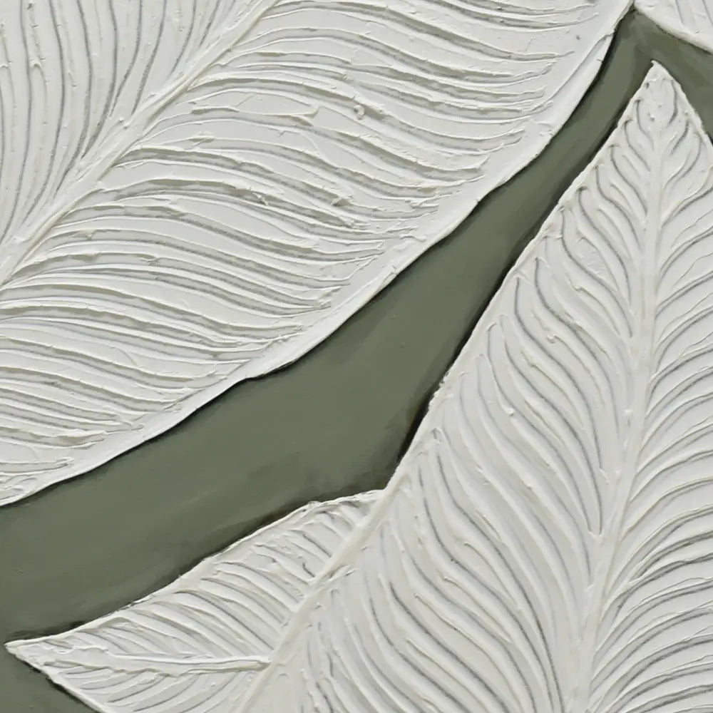 100X100cm Emerald Oasis: Leaves of Serenity Champagne Framed Hand Painted Canvas Wall Art - Home & Garden > Wall Art