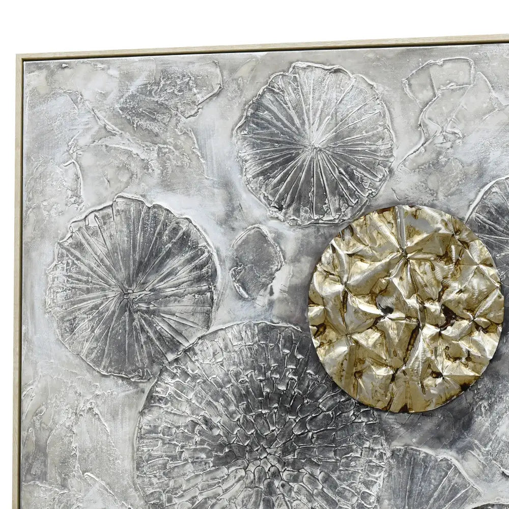 100X100cm Golden Orbs Amidst Ethereal Mists Light Wood Framed Hand Painted Canvas Wall Art - Home & Garden > Wall Art