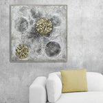 100X100cm Golden Orbs Amidst Ethereal Mists Light Wood Framed Hand Painted Canvas Wall Art - Home & Garden > Wall Art