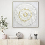 100X100cm Lustrous Celestial Harmony Light Wood Framed Hand Painted Canvas Wall Art - Home & Garden > Wall Art