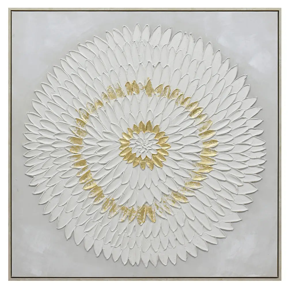 100X100cm Lustrous Celestial Harmony Light Wood Framed Hand Painted Canvas Wall Art - Home & Garden > Wall Art