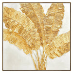 100X100cm Lustrous Leaves Dark Wood Framed Hand Painted Canvas Wall Art - Home & Garden > Wall Art