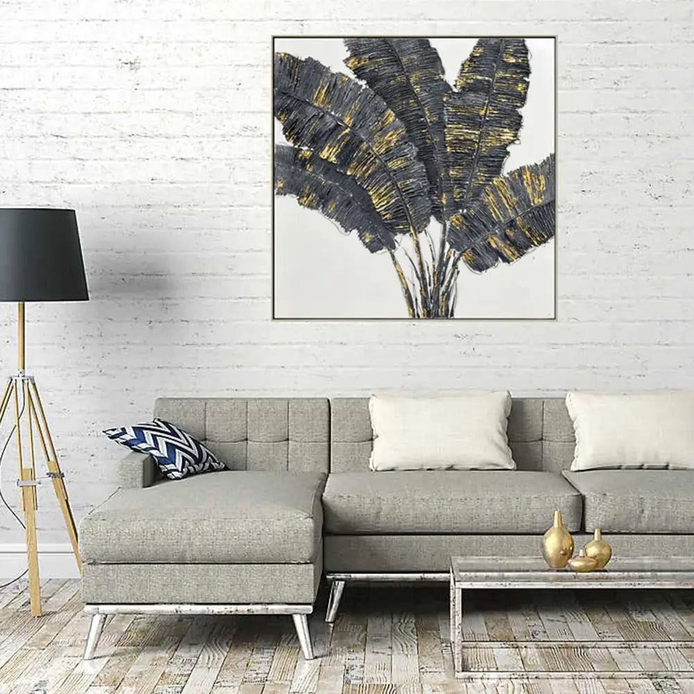 100X100cm Noir Luminescence Light Wood Framed Hand Painted Canvas Wall Art - Home & Garden > Wall Art