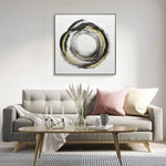 100X100cm Orbiting Elegance Champagne Framed Canvas Wall Art - Home & Garden > Wall Art