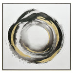 100X100cm Orbiting Elegance Champagne Framed Canvas Wall Art - Home & Garden > Wall Art
