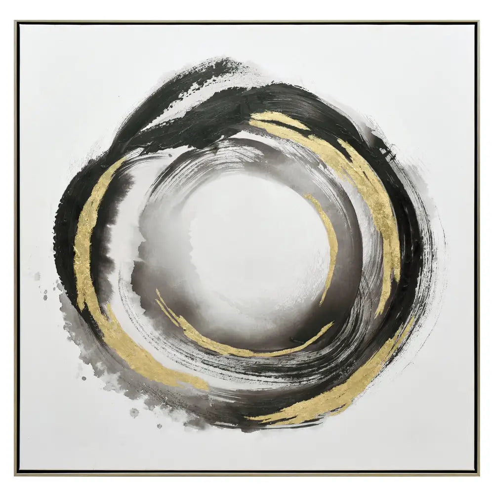 100X100cm Orbiting Elegance Champagne Framed Canvas Wall Art - Home & Garden > Wall Art