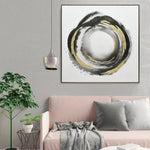 100X100cm Orbiting Elegance Champagne Framed Canvas Wall Art - Home & Garden > Wall Art
