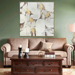 100X100cm Soft Essence Gold Framed Hand Painted Canvas Wall Art - Home & Garden > Wall Art