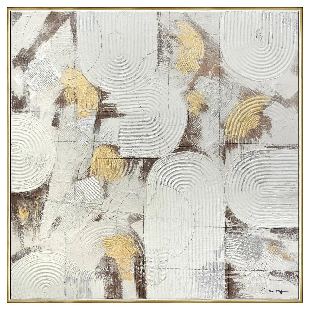100X100cm Soft Essence Gold Framed Hand Painted Canvas Wall Art - Home & Garden > Wall Art