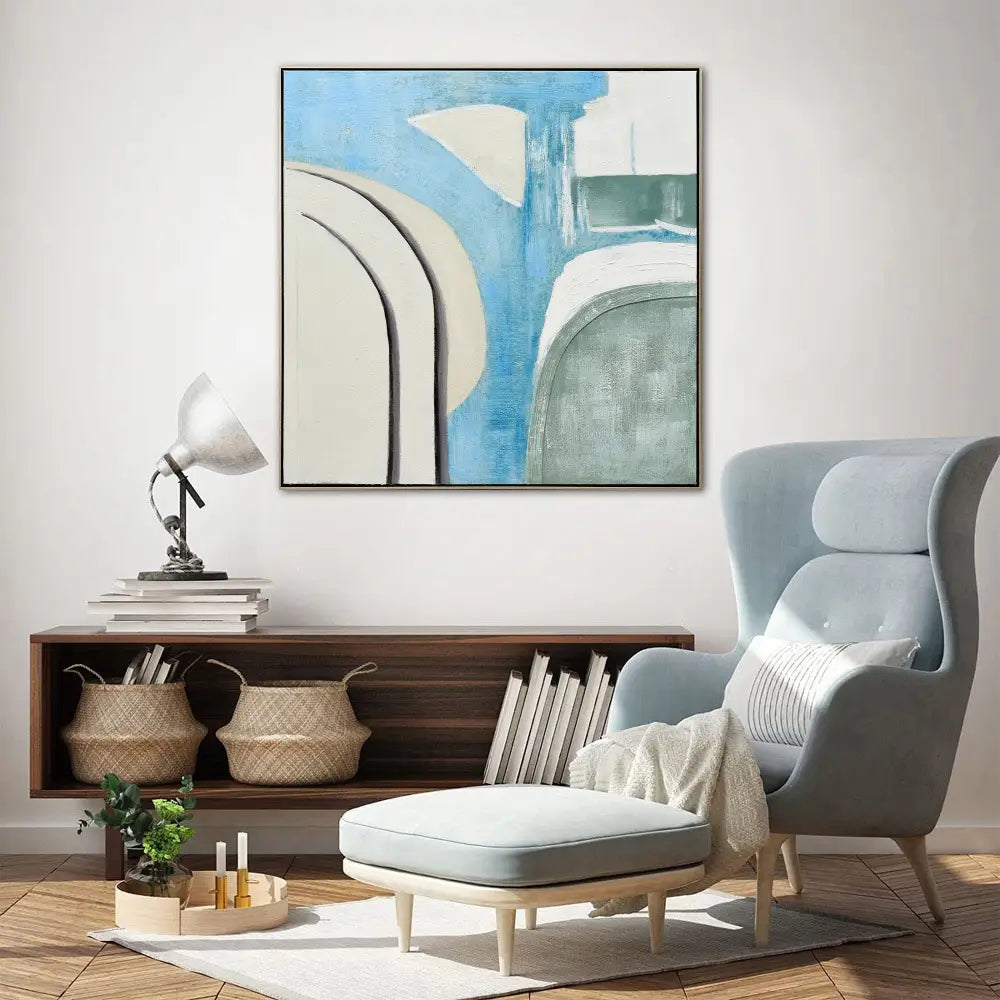 100X100cm Whimsical Whorls Champagne Framed Hand Painted Canvas 3D Wall Art - Home & Garden > Wall Art