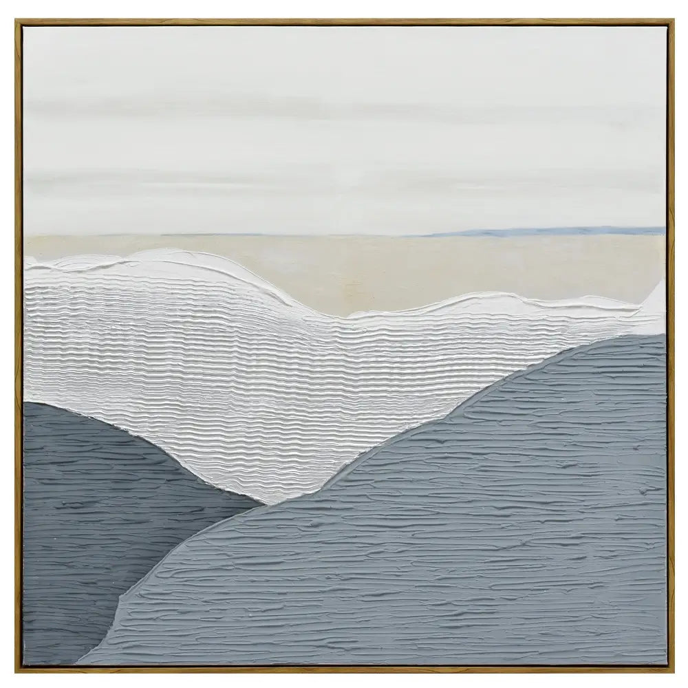 100X100cm Whispering Peaks of Tranquility Dark Wood Framed Hand Painted Canvas Wall Art - Home & Garden > Wall Art