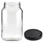 10x 1L Flint Glass Jars + Twist Finish Lids - Round Food Storage Preserving - Home & Garden > Kitchenware > Food Storage
