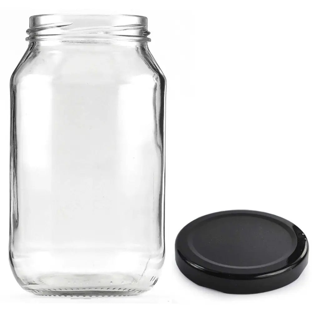 10x 1L Flint Glass Jars + Twist Finish Lids - Round Food Storage Preserving - Home & Garden > Kitchenware > Food Storage