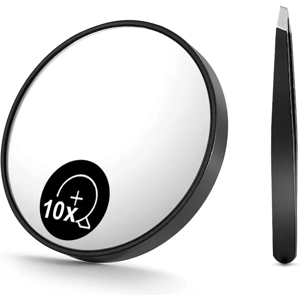 10X Magnifying Mirror and Eyebrow Tweezers Kit for Travel - Health & Beauty > Makeup > Makeup Mirrors