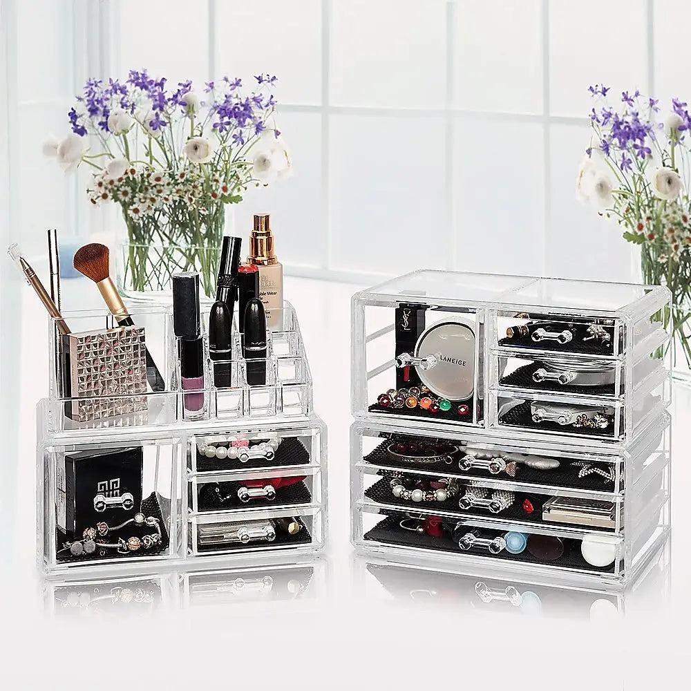 11 Drawers Clear Acrylic Tower Organiser Cosmetic jewellery Luxury Storage Cabinet - Furniture > Office