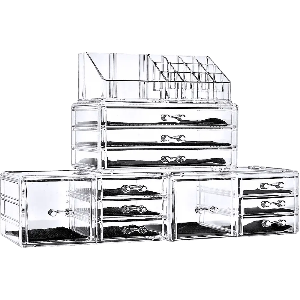 11 Drawers Clear Acrylic Tower Organiser Cosmetic jewellery Luxury Storage Cabinet - Furniture > Office
