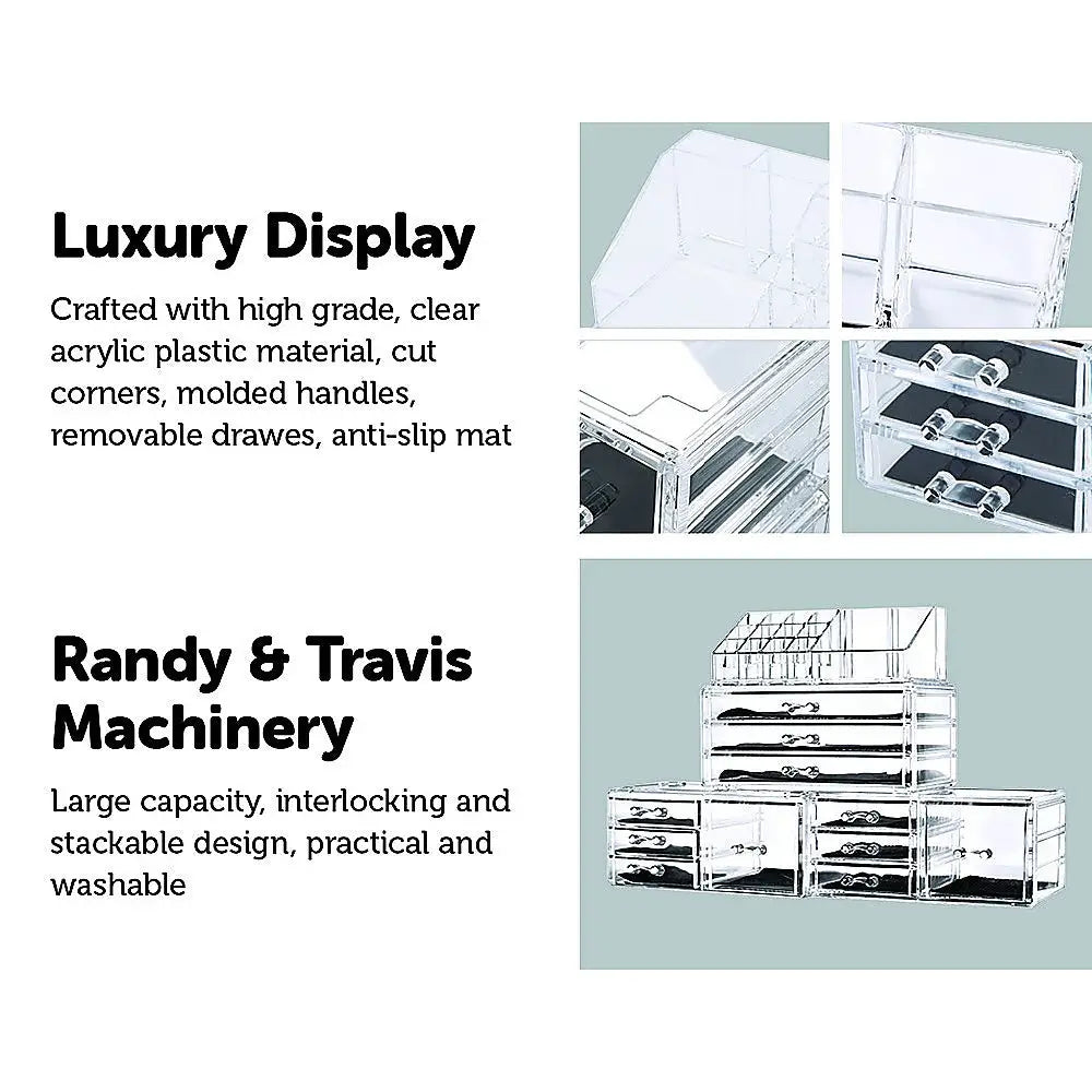 11 Drawers Clear Acrylic Tower Organiser Cosmetic jewellery Luxury Storage Cabinet - Furniture > Office