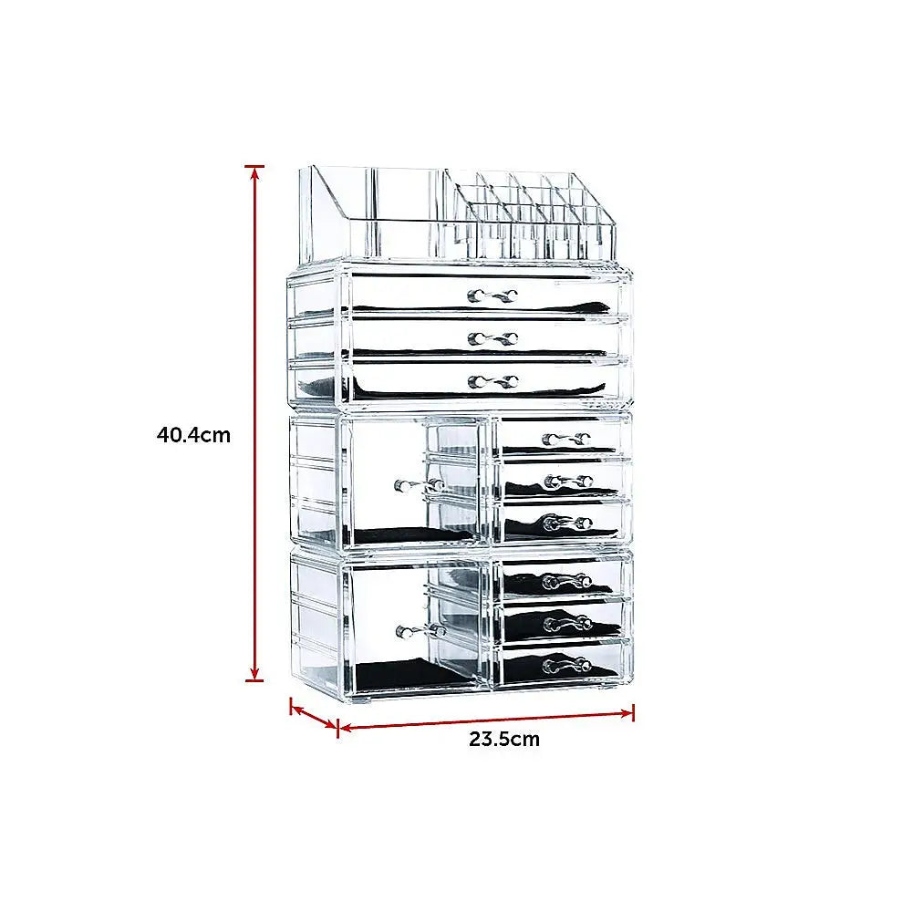 11 Drawers Clear Acrylic Tower Organiser Cosmetic jewellery Luxury Storage Cabinet - Furniture > Office