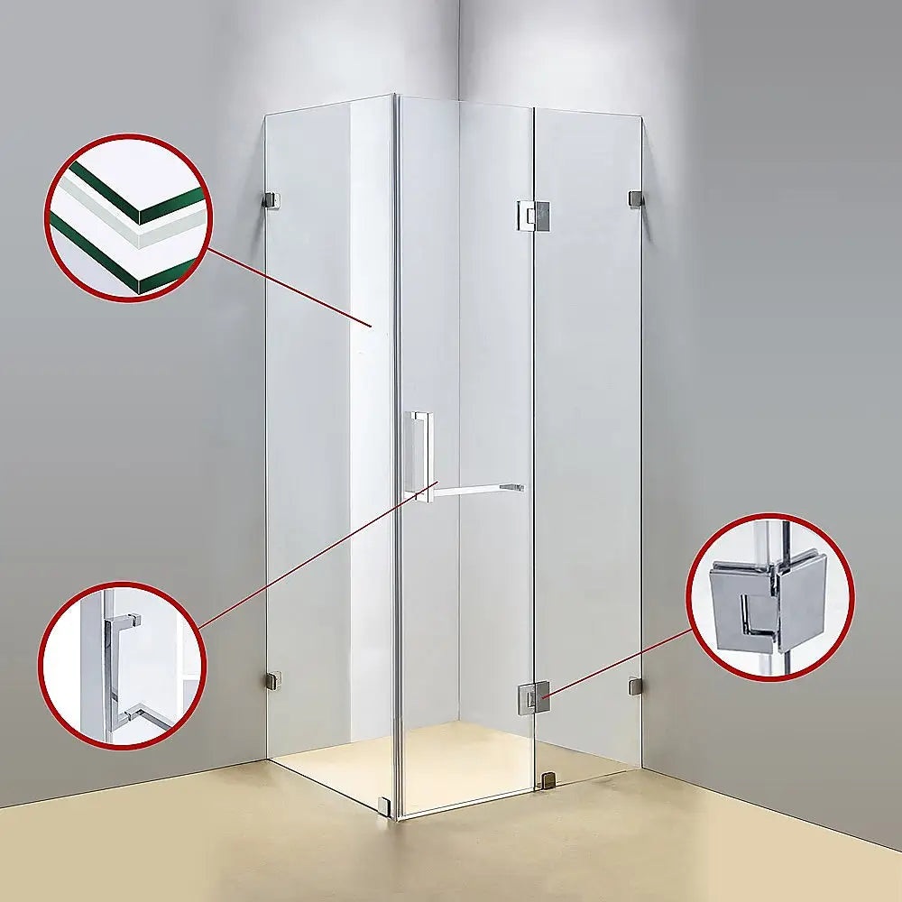 1100 x 900mm Frameless 10mm Glass Shower Screen By Della Francesca - Furniture > Bathroom > Shower Heads & Screens