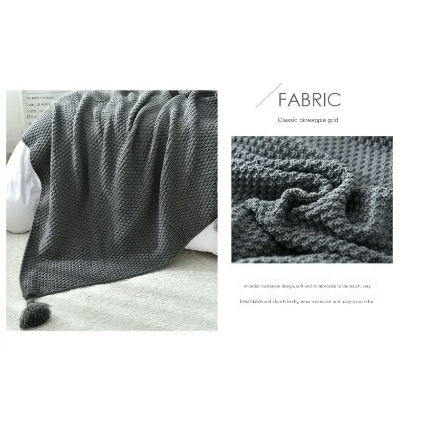 110cm x 150cm Beige Knitted Sofa Blanket for Autumn and Winter Naps - Home & Garden > Bedding > Blankets & Throws