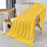 110cm x 150cm Yellow Knitted Sofa Blanket for Autumn and Winter Naps - Home & Garden > Bedding > Blankets & Throws