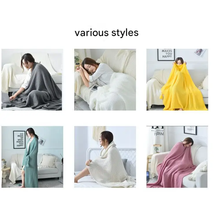 110cm x 150cm Yellow Knitted Sofa Blanket for Autumn and Winter Naps - Home & Garden > Bedding > Blankets & Throws