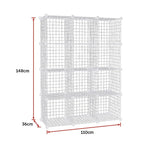 12 Cube Wire Grid Organiser Bookcase Storage Cabinet Wardrobe Closet White - Furniture > Office