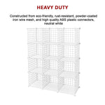 12 Cube Wire Grid Organiser Bookcase Storage Cabinet Wardrobe Closet White - Furniture > Office