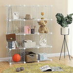 12 Cube Wire Grid Organiser Bookcase Storage Cabinet Wardrobe Closet White - Furniture > Office