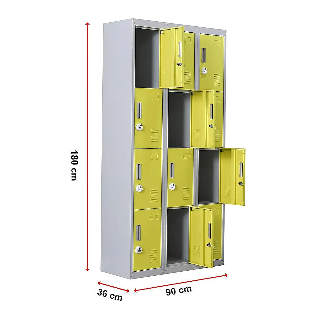 12-Door Locker for Office Gym Shed School Home Storage - 3-Digit Combination Lock - Furniture > Office