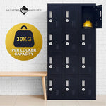 12-Door Locker for Office Gym Shed School Home Storage - 3-Digit Combination Lock - Furniture > Office