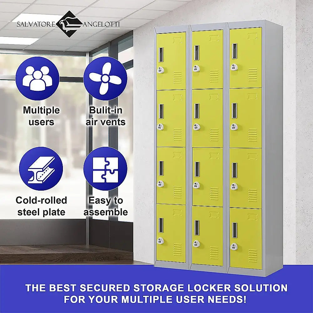 12-Door Locker for Office Gym Shed School Home Storage - 3-Digit Combination Lock - Furniture > Office