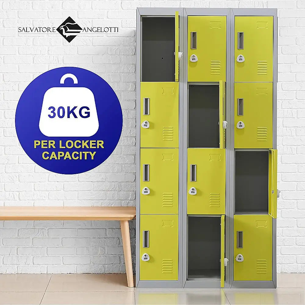 12-Door Locker for Office Gym Shed School Home Storage - 3-Digit Combination Lock - Furniture > Office