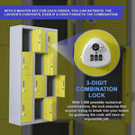 12-Door Locker for Office Gym Shed School Home Storage - 3-Digit Combination Lock - Furniture > Office