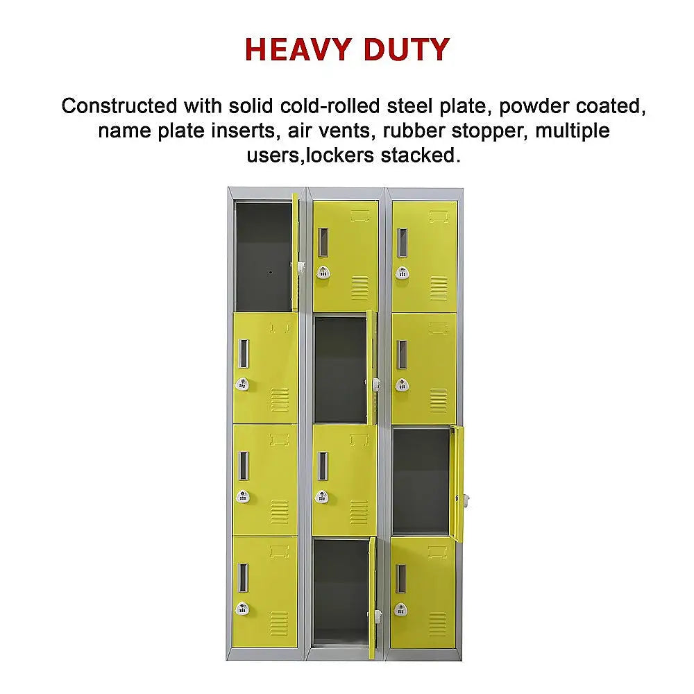 12-Door Locker for Office Gym Shed School Home Storage - 3-Digit Combination Lock - Furniture > Office
