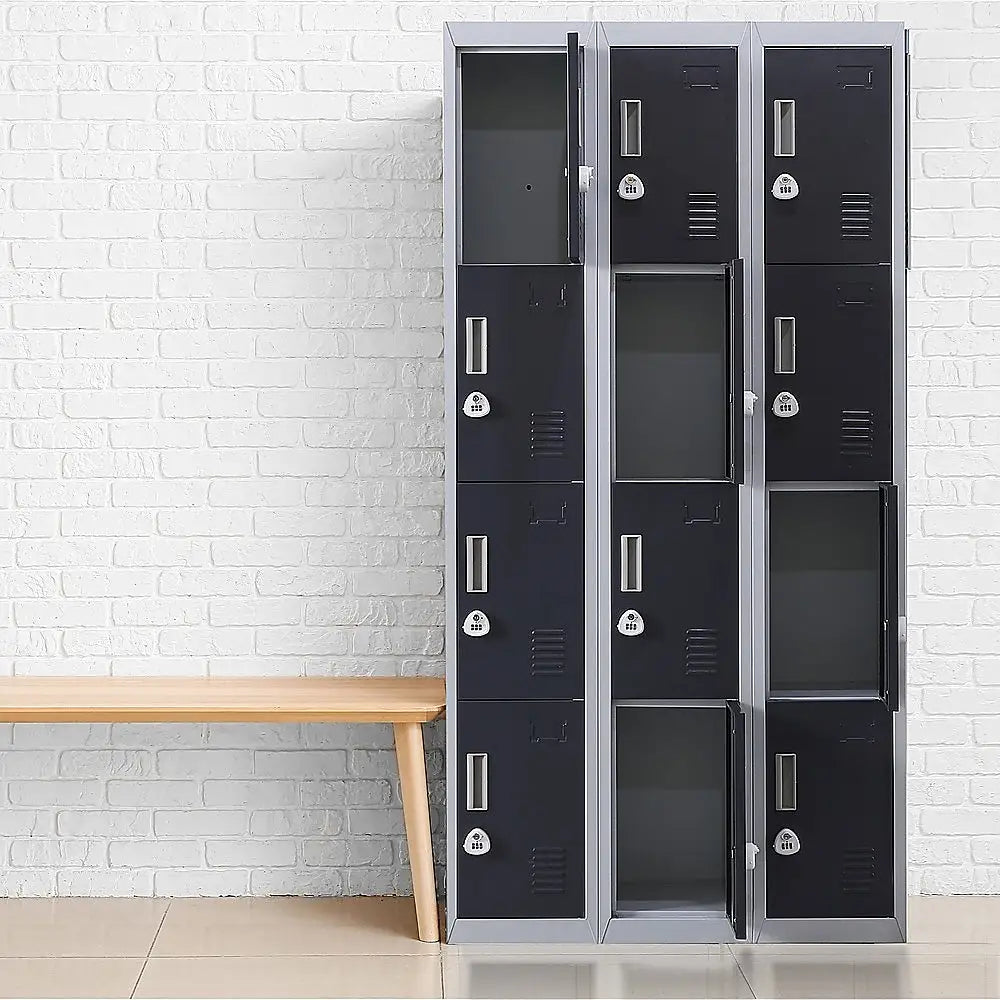 12-Door Locker for Office Gym Shed School Home Storage - 3-Digit Combination Lock - Furniture > Office