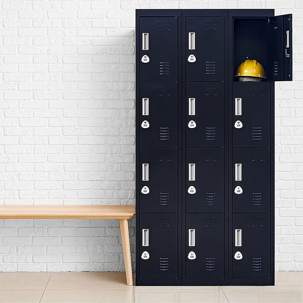 12-Door Locker for Office Gym Shed School Home Storage - 3-Digit Combination Lock - Furniture > Office