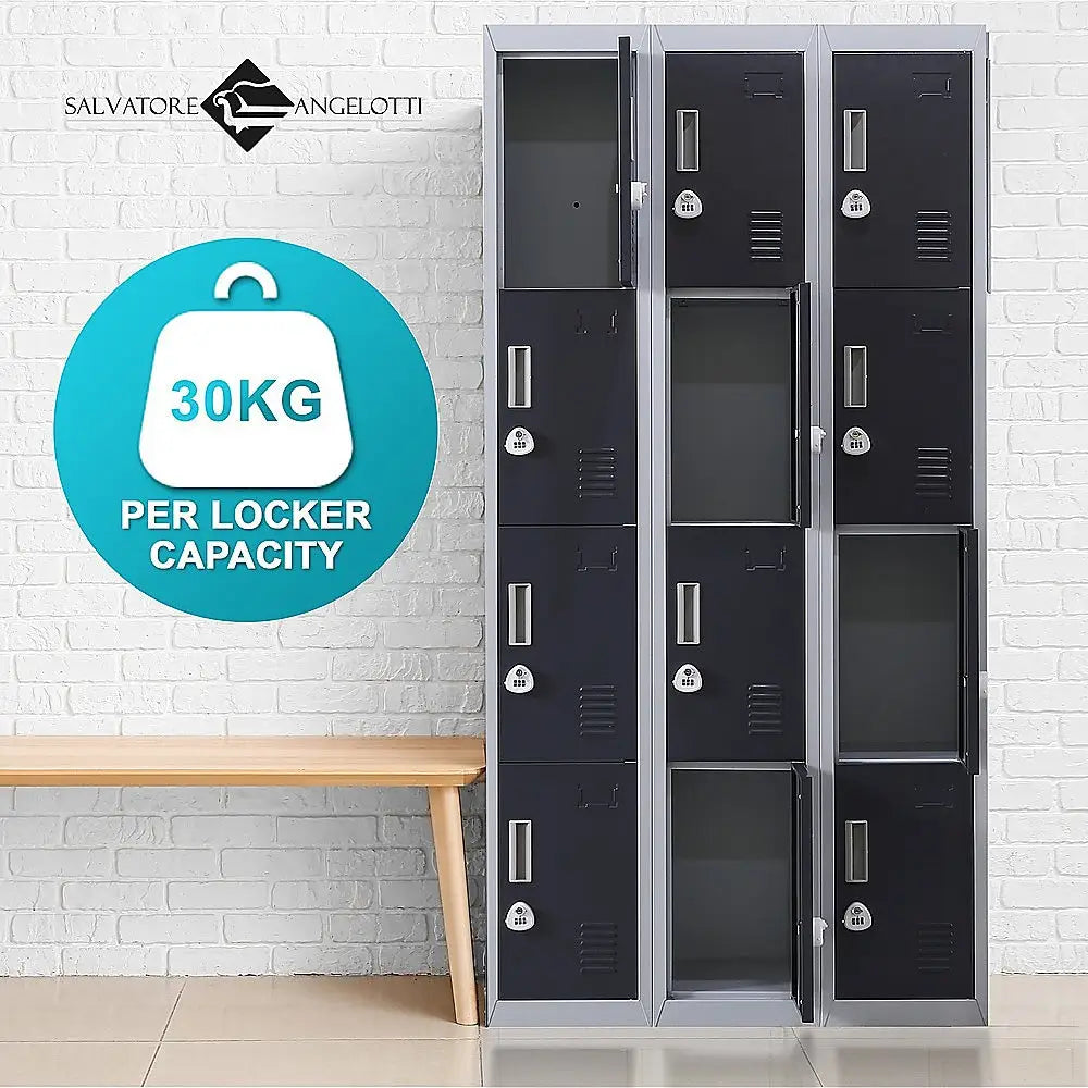 12-Door Locker for Office Gym Shed School Home Storage - 3-Digit Combination Lock - Furniture > Office