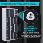 12-Door Locker for Office Gym Shed School Home Storage - 3-Digit Combination Lock - Furniture > Office