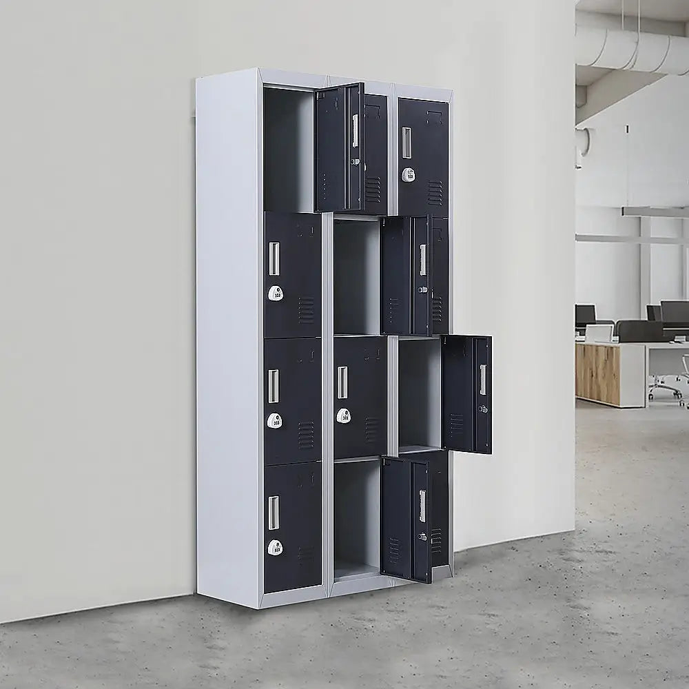 12-Door Locker for Office Gym Shed School Home Storage - 3-Digit Combination Lock - Furniture > Office