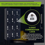 12-Door Locker for Office Gym Shed School Home Storage - 3-Digit Combination Lock - Furniture > Office
