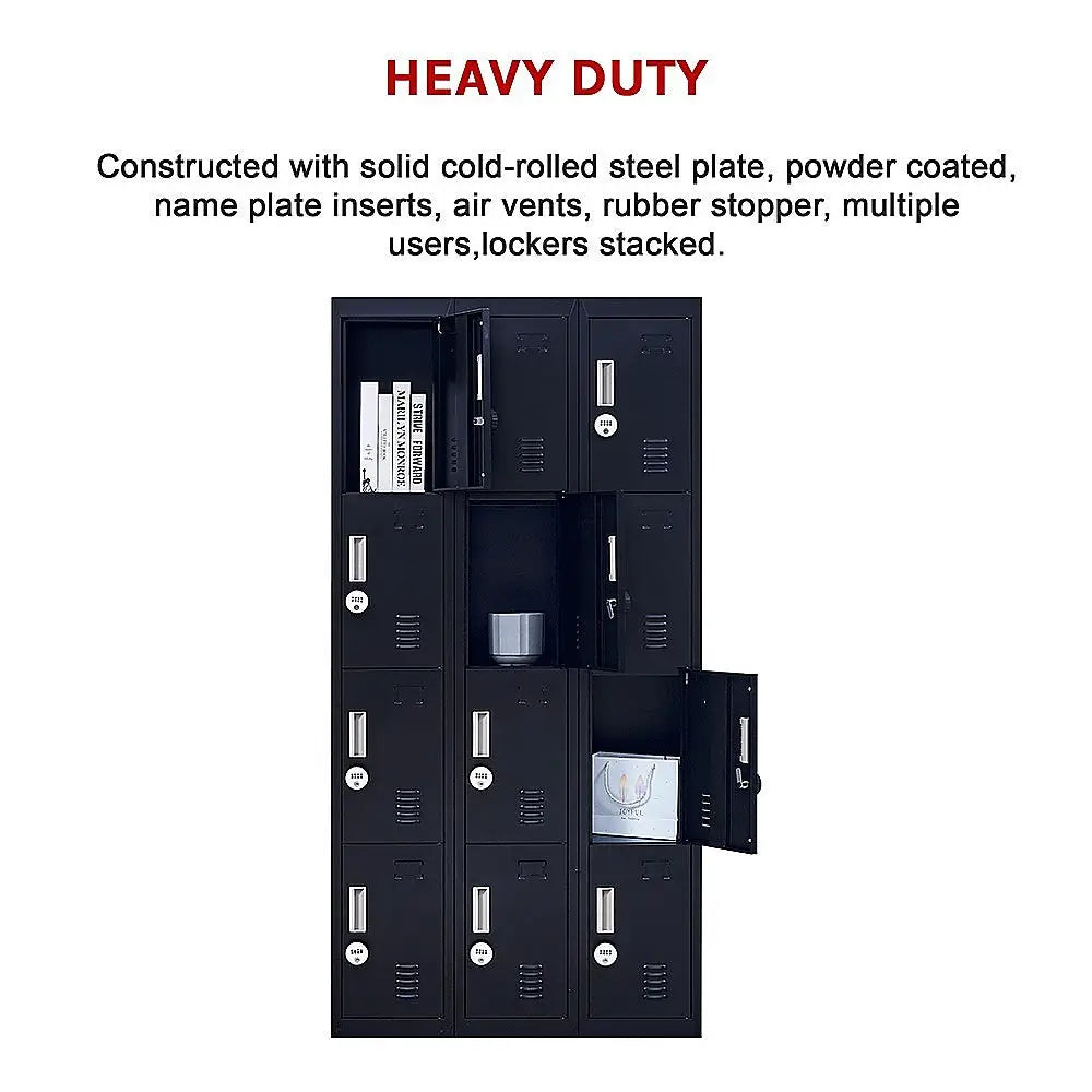 12-Door Locker for Office Gym Shed School Home Storage - 4-Digit Combination Lock - Furniture > Office