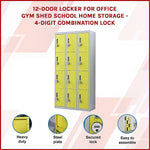 12-Door Locker for Office Gym Shed School Home Storage - 4-Digit Combination Lock - Furniture > Office