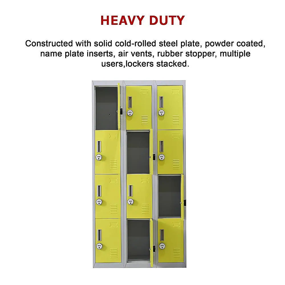 12-Door Locker for Office Gym Shed School Home Storage - 4-Digit Combination Lock - Furniture > Office