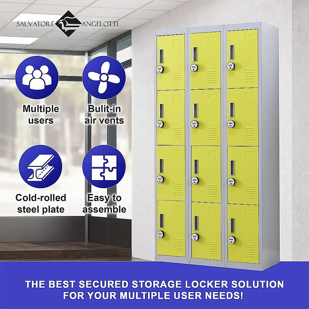 12-Door Locker for Office Gym Shed School Home Storage - 4-Digit Combination Lock - Furniture > Office