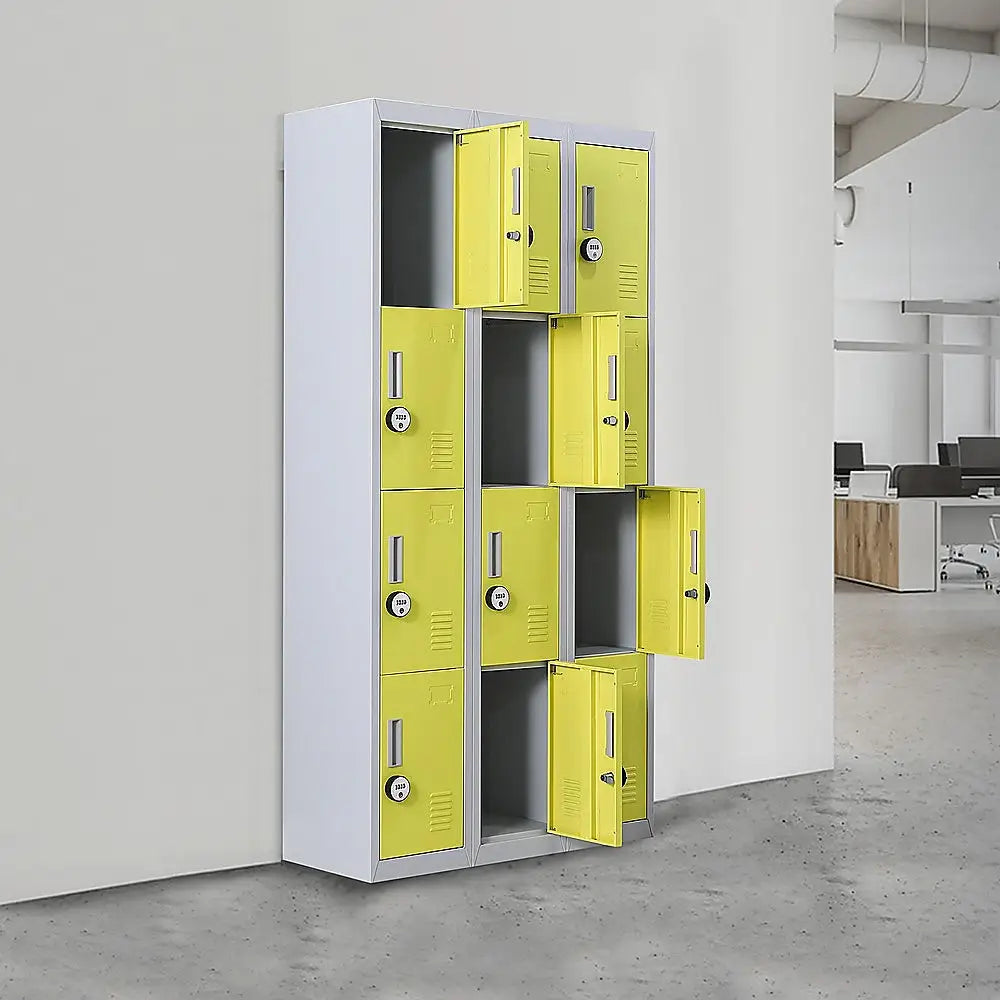 12-Door Locker for Office Gym Shed School Home Storage - 4-Digit Combination Lock - Furniture > Office